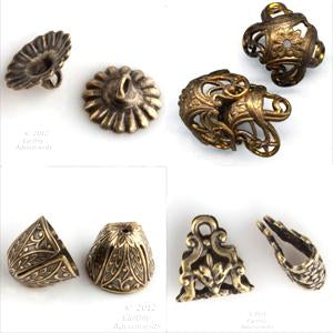 Selection of filigree brass bead caps