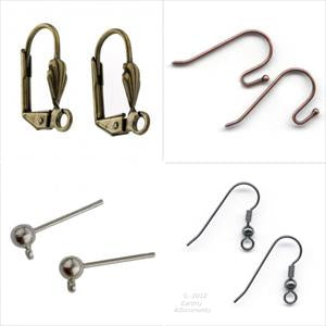 Selection of earring wires, posts, leverbacks