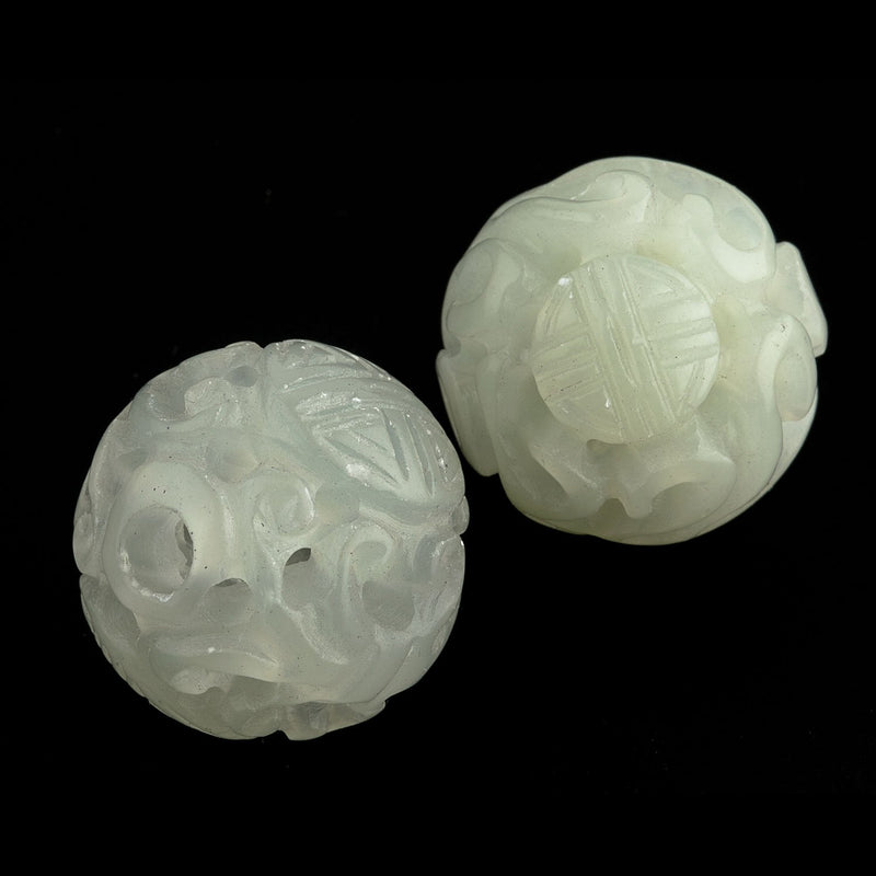 Hsiu Jade carved beads