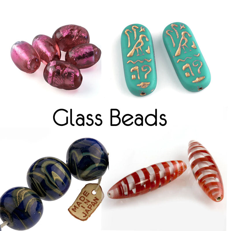Three marbled glass beads in gray and blue