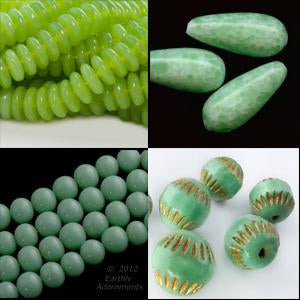 selection of green glass beads