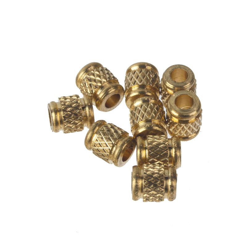 Engraved Cylinder beads, brass colored. 7.5x6mm. Pkg 10. b18-689
