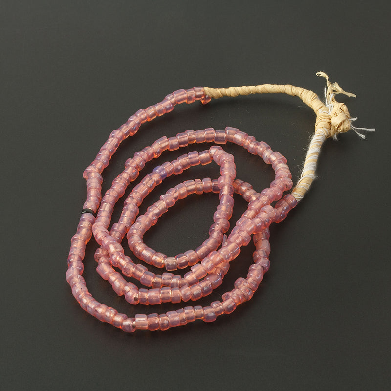Old Rare Venetian Rose Opal Glass Pony Beads. 3.5mm. 1-25" Str.  B11-PP-1279