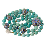 Millefiori & Turquoise Necklace. 25" long. j-nlbd2182