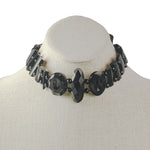 Rare antique Whitby Jet bead choker necklace, adjustable. J-NLED506
