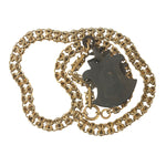 Mid to late Victorian gold filled Bookchain necklace with Vulcanite Mourning Locket j-nlvc543