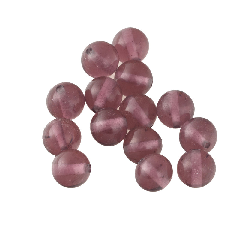 Vintage translucent Amethyst Glass Round Beads. China, 1980's. 8mm. Pkg of 20 b11-pp-1285