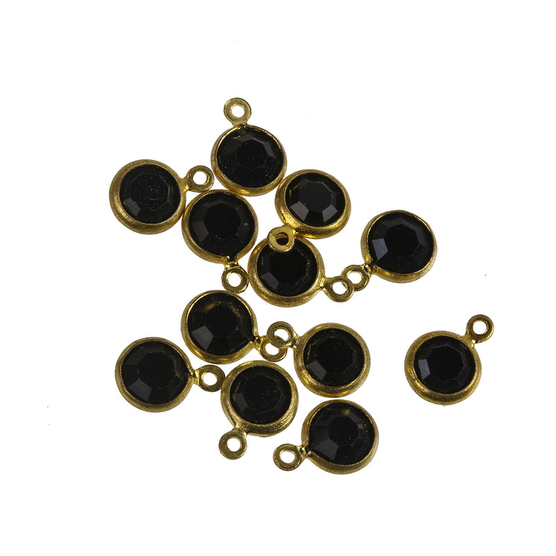 Austrian crystal and brass rounds-Size 17ss jet Black, 1 ring, 4.5mm. Pkg 12. b10-0117J