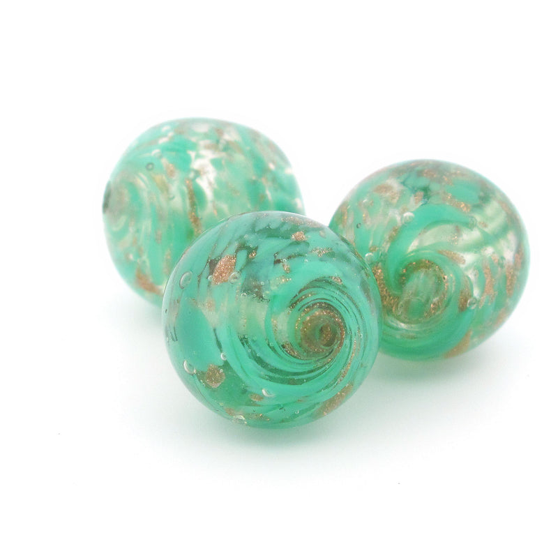 Vintage green and aventurine sommerso glass beads from Murano. Pkg 1. b11-gr-2071