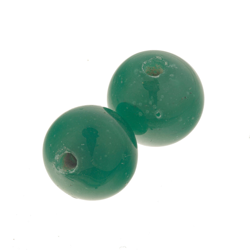 Old Chinese opaque bottle green wound "Peking" glass beads. 22-25mm. b11-gr-2079