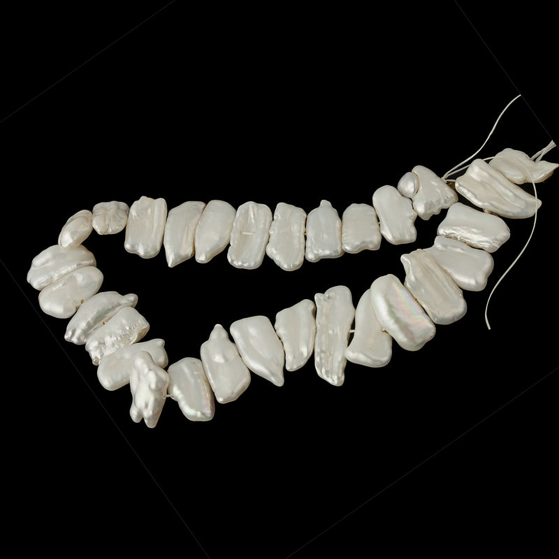 Freshwater Biwa style rectangular pearl, 12-21mm, Vintage 1990s. 9" str, Pkg1. b15-PRL155