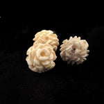 Antique Hand carved Chinese Bone rose beads. 12-15mm. Pkg 2. b3-bo198