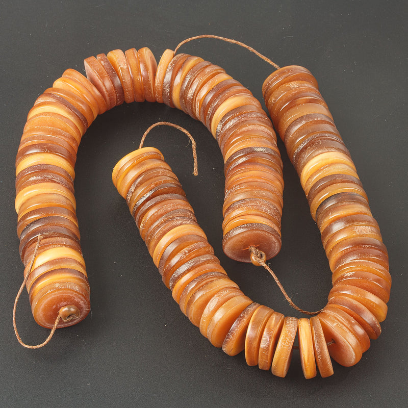Vintage horn heishi spacer beads from Africa.  1 Str., 7.5" b3-ho36