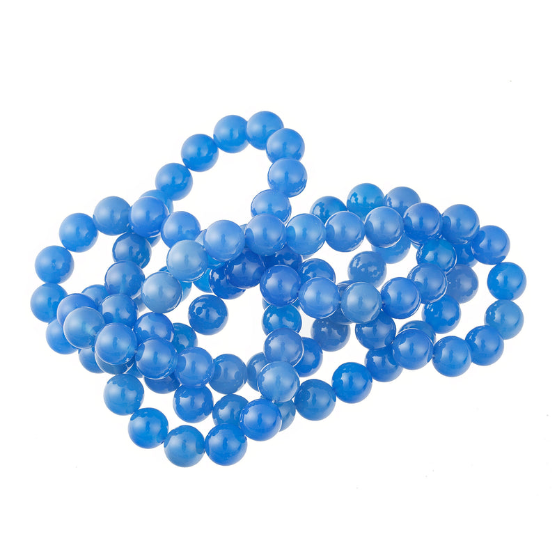 Chalcedony, translucent blue beads, 8mm, One Str. 16". 1980's.  b4-cha127