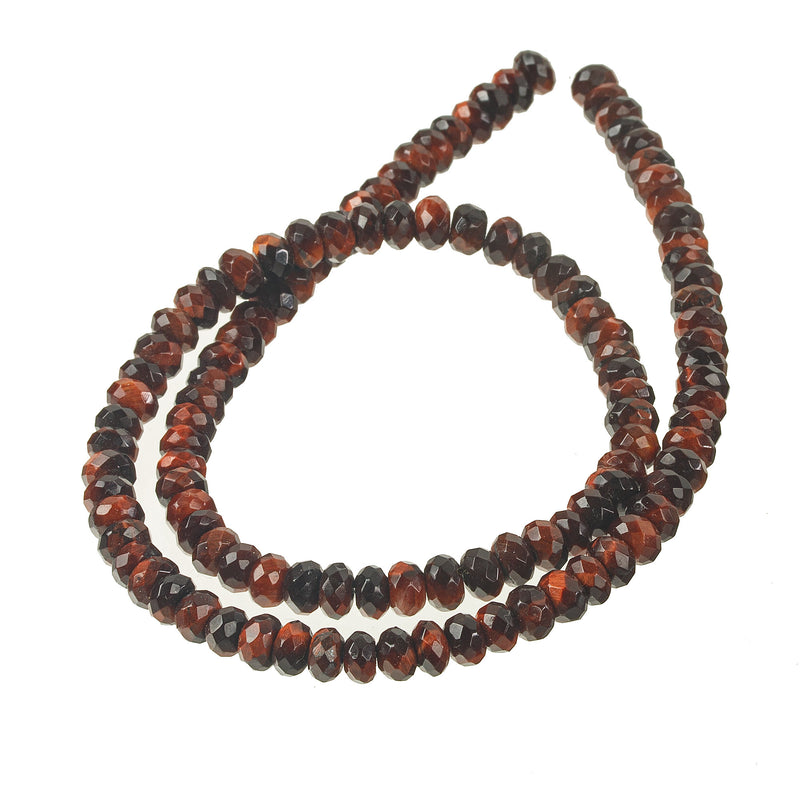 Sparkly Red Tiger Eye Faceted beads, hand cut. approx. 3.5-4.5x5.5-6mm, 1 - 15" Str. b4-tig345