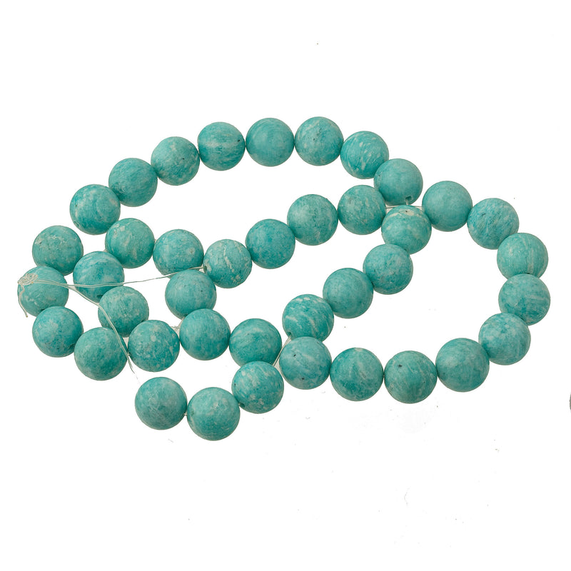 High Quality Natural Amazonite beads, brightly colored with light mottling, 10mm round. 1980s.  1 Str. 15" b4-ama101