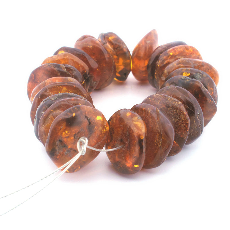 Antique Baltic amber disk beads. 20 beads, 1 str. b4-amb136