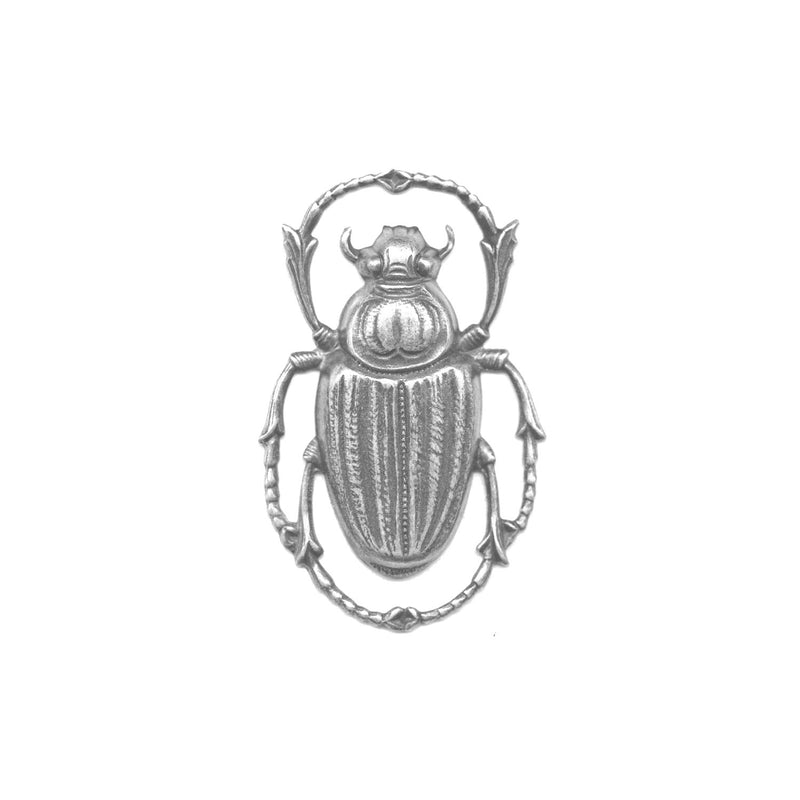 Silver plate Egyptian Revival style scarab stamping. 43x28mm sold individually. b9-2230s