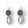 Black Stone and Etched Metal Dangle Earring.   j-ervn991