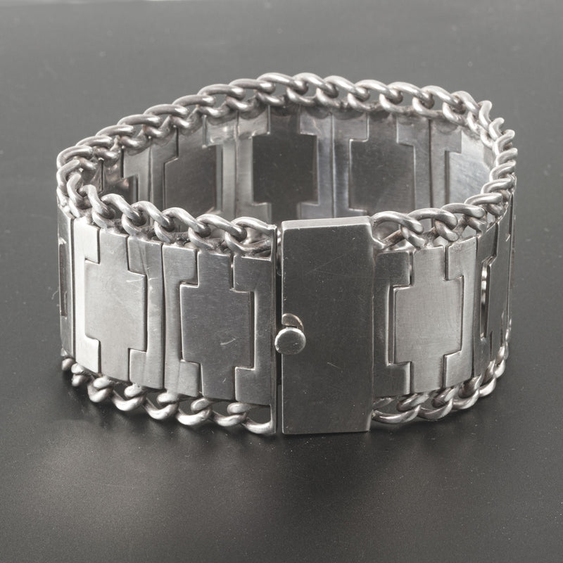 Mexican Sterling Silver Linked Wave Bracelet j-brvs-988