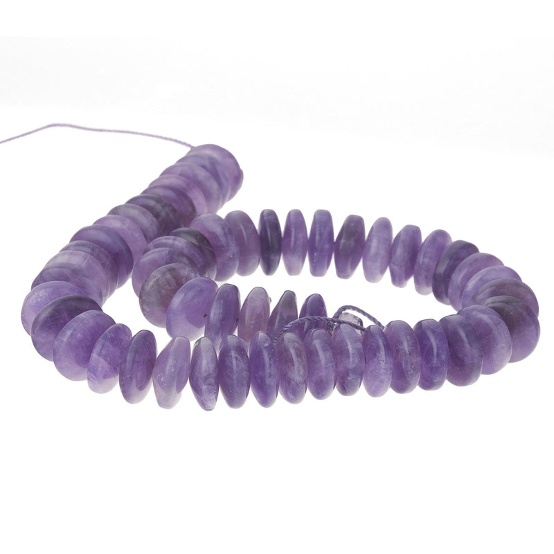 Vintage "A" quality natural Amethyst saucer beads. 9mm x 3 - 4mm. Pkg 25. b4-ame223