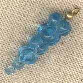 Aqua glass grape pendant. 36mm. Pkg of 2. 