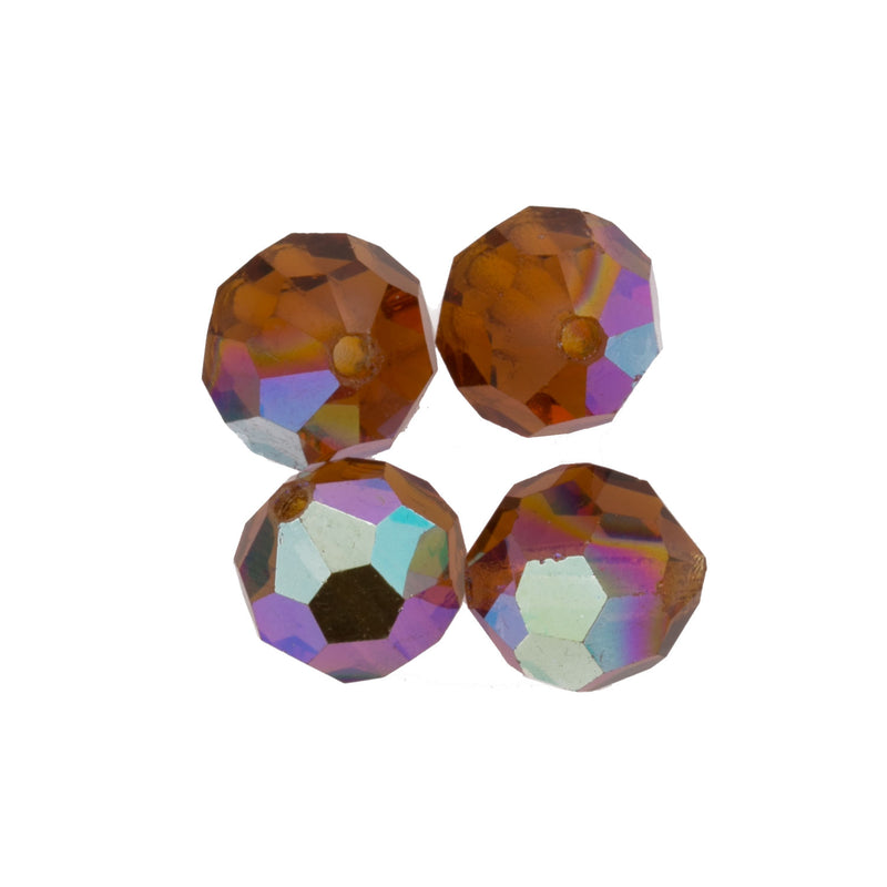 Vintage Czech Madeira Cut Crystal Round Beads.10mm Pkg of 4.  B11-BR-0513