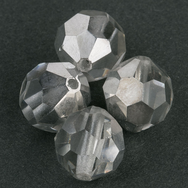 Vintage Czech machine cut crystal in silverine. 10mm. Pkg of 4.