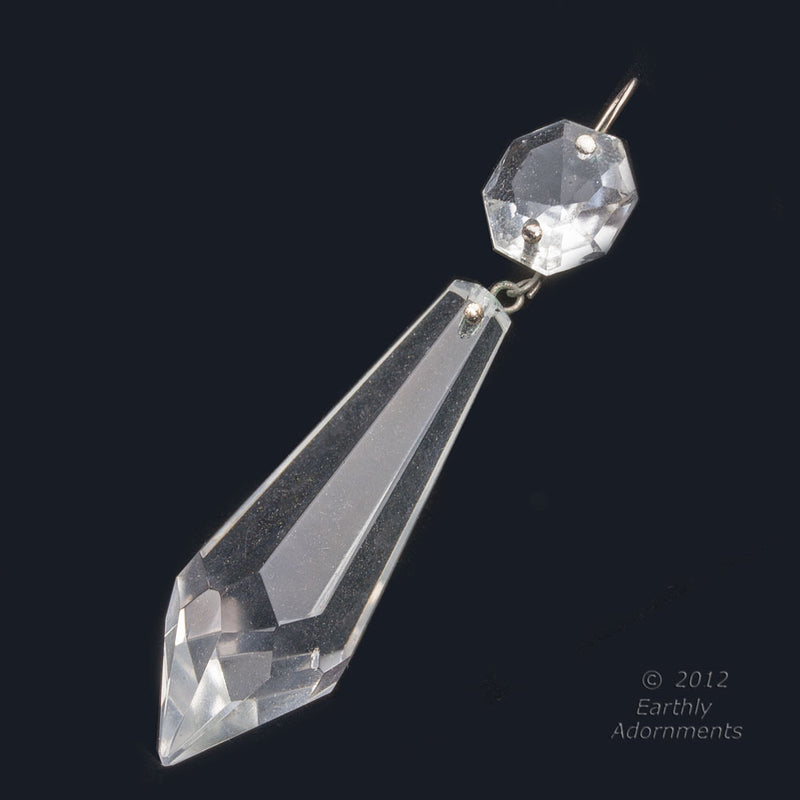 Vintage large faceted crystal pendant. Japan. 20x65mm. 1 per Pkg. 