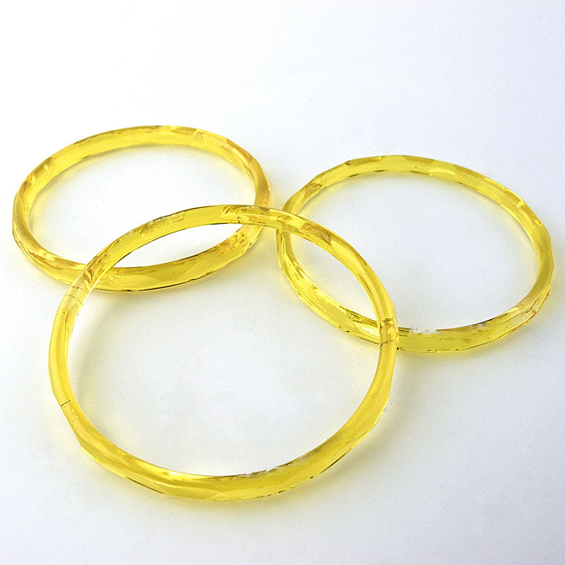 Yellow Faceted Glass Rings. 32mm. Bohemia.  Pkg 2. b11-yo-0954