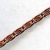 Vintage copper over steel scroll chain. 3mm. Sold by the foot. 