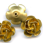 Vintage solid unplated Brass rosette bead. 11mm. Sold individually. 