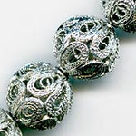 Vintage Silver Over Copper Filigree Beads. 12mm. Package of 2.