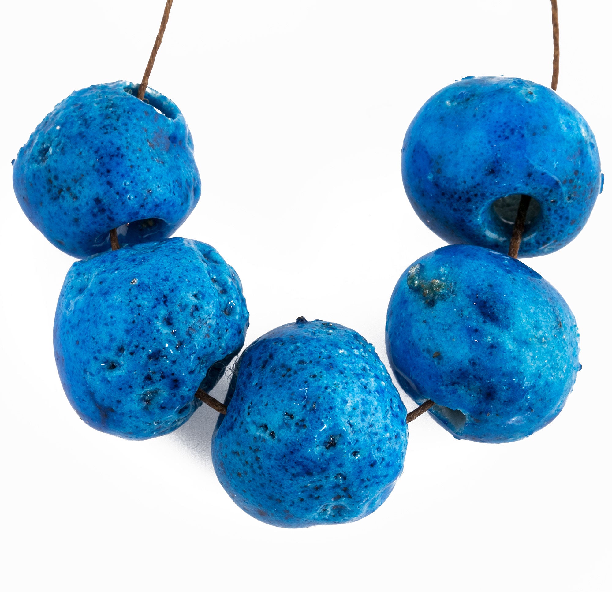 Fancy Blue Glass Large Hole Beads