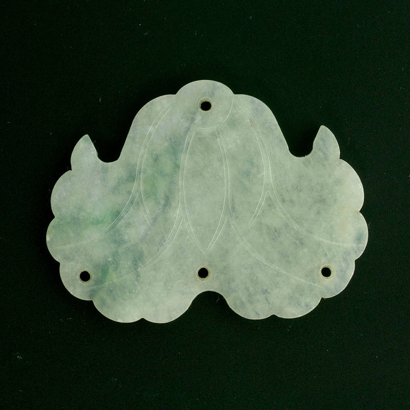 Vintage carved jadeite pendant in lotus design, 1970's Chinese