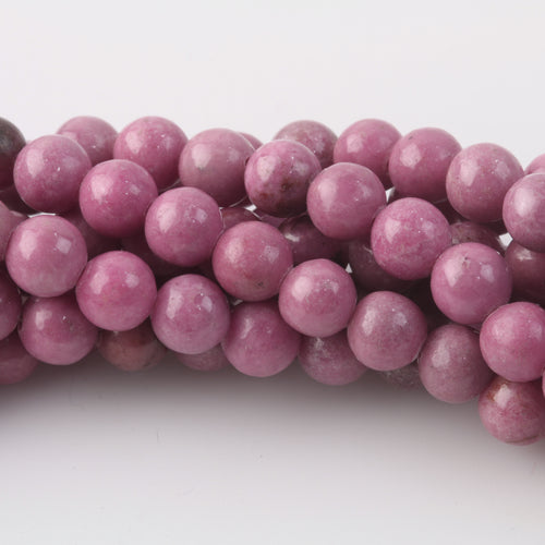 Rhodonite 6mm smooth round beads. Vintage A quality 1980s. 16 in. strand.
