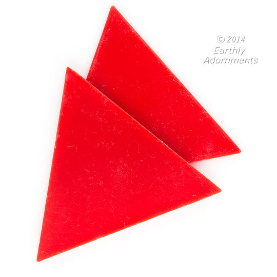 Flat Red Plastic Triangle Cabochon. 51x59mm. Package 4. b6-213