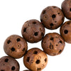 Chinese hollow carved and pierced wood beads, traditional Cantonese design, 10mm Pkg of 6.
