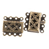 Vintage, Oxidized Brass Floral Motif 4 Strand Push In Box Clasp. 13mm. Sold Individually