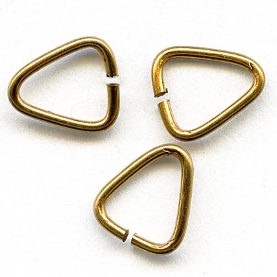 Red brass triangle jump rings. 7x5mm 100 pc bag