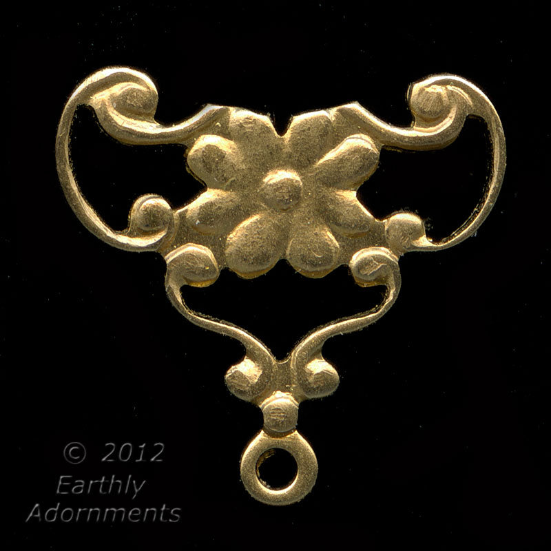 Oxidized brass floral connector.15mm. Pkg. of 4. b9-0717(e)