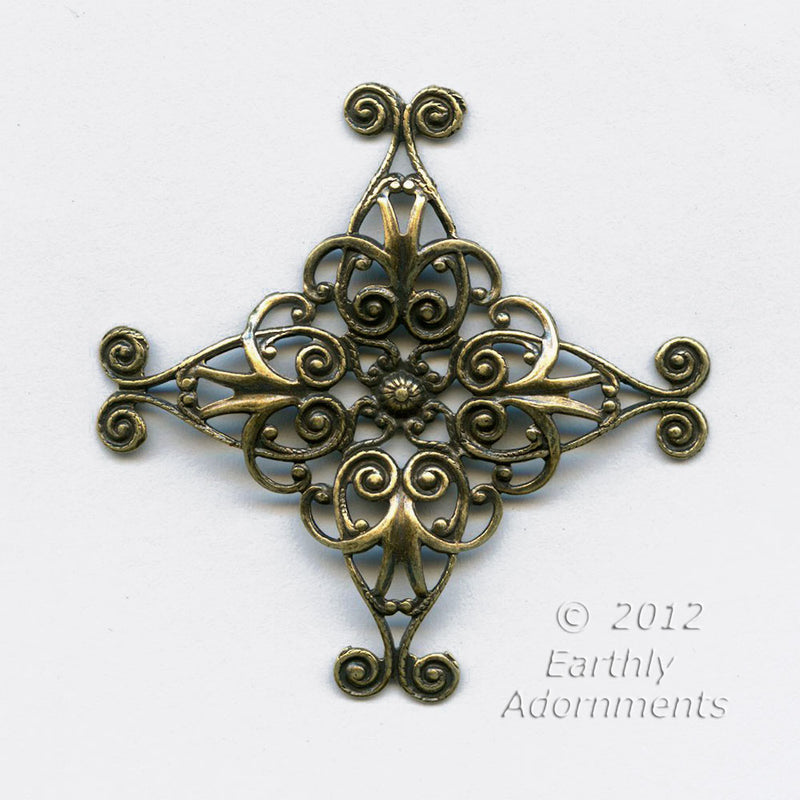 Oxidized brass filigree wrap. 35mm. Sold individually.