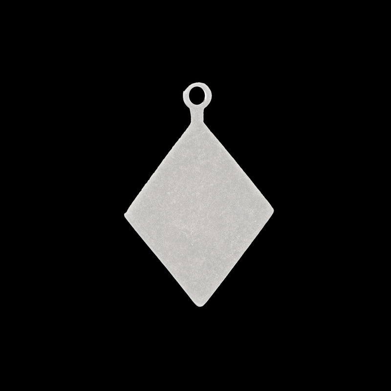 Silver plated diamond shaped glue-on tab with ring for stone or cabochon. Pkg of 4.