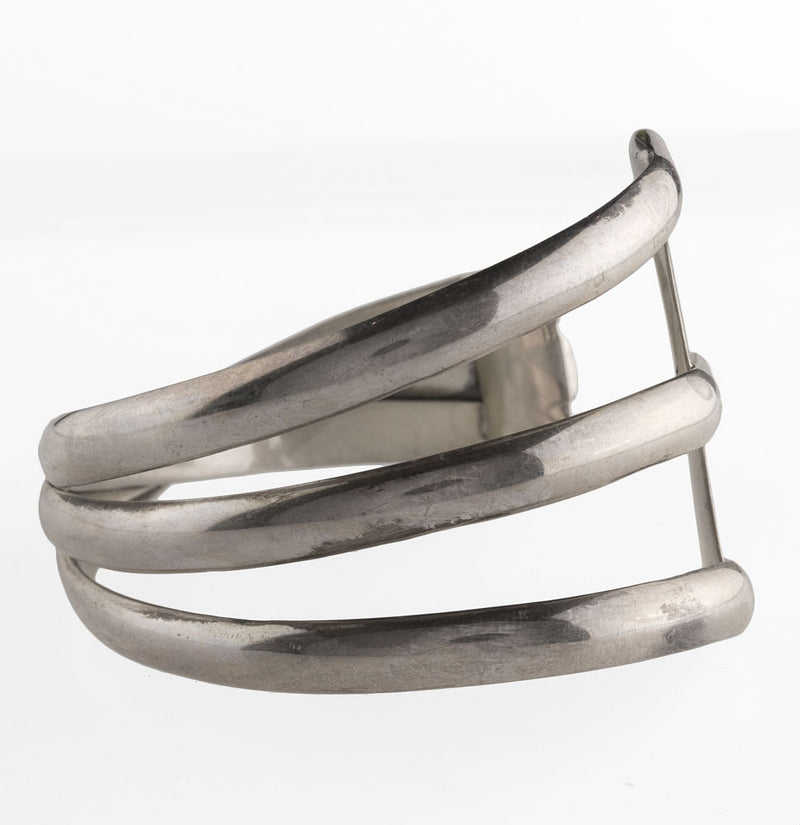 Signed sterling silver modernist Robert Nilsson twist cuff bracelet