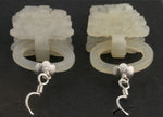 Antique Chinese nephrite jade wedding basket Devil's Work earrings. 