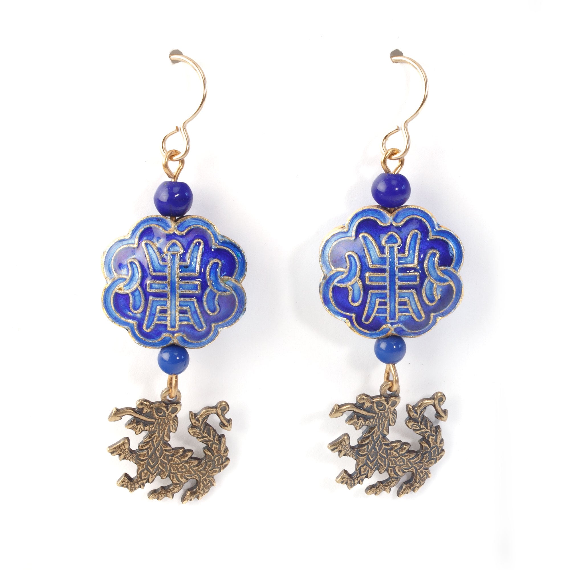 Chinese Zodiac Zircon Dragon Agate Dangle Drop Earrings main image 1