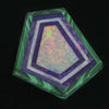 Beautiful kite shaped opal, sugalite and malachite intarsia 33.50 x 32.00mm.