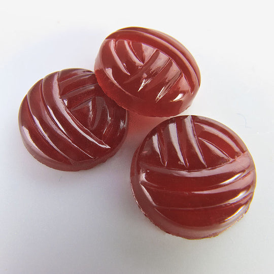Knot Design Cabochon, domed disk, carnelian glass. 11mm. Pkg 2. b5-682