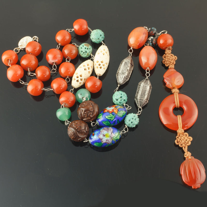 Necklace of rare antique and vintage Chinese beads
