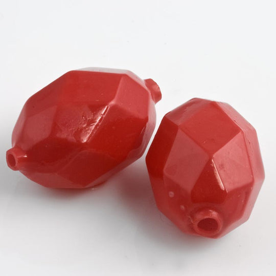 Vintage rare hollow glass faceted oval Japan 20x10mm Pkg of 8. b11-rd-0805(e)